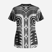 Japanese Indigenous Scrub Top Jomon Tribal Inspired Black