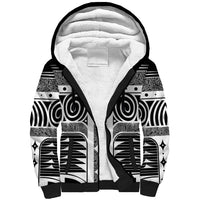 Japanese Indigenous Sherpa Hoodie Jomon Tribal Inspired Black