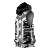 Japanese Indigenous Sleeveless Hoodie Jomon Tribal Inspired Black