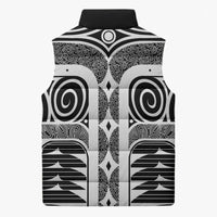 Japanese Indigenous Sleeveless Puffer Jacket Jomon Tribal Inspired Black
