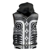 Japanese Indigenous Sleeveless Zip Hoodie Jomon Tribal Inspired Black