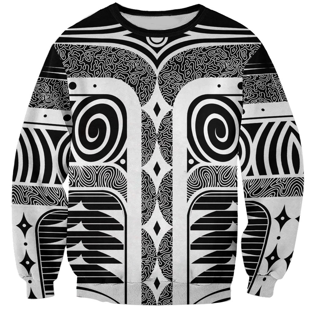 Japanese Indigenous Sweatshirt Jomon Tribal Inspired Black