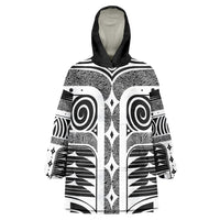 Japanese Indigenous Wearable Blanket Hoodie Jomon Tribal Inspired Black
