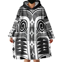 Japanese Indigenous Wearable Blanket Hoodie Jomon Tribal Inspired Black