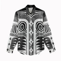 Japanese Indigenous Women Casual Shirt Jomon Tribal Inspired Black