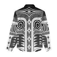 Japanese Indigenous Women Casual Shirt Jomon Tribal Inspired Black