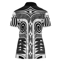 Japanese Indigenous Women Polo Shirt Jomon Tribal Inspired Black