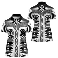 Japanese Indigenous Women Polo Shirt Jomon Tribal Inspired Black