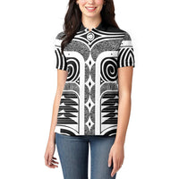 Japanese Indigenous Women Polo Shirt Jomon Tribal Inspired Black