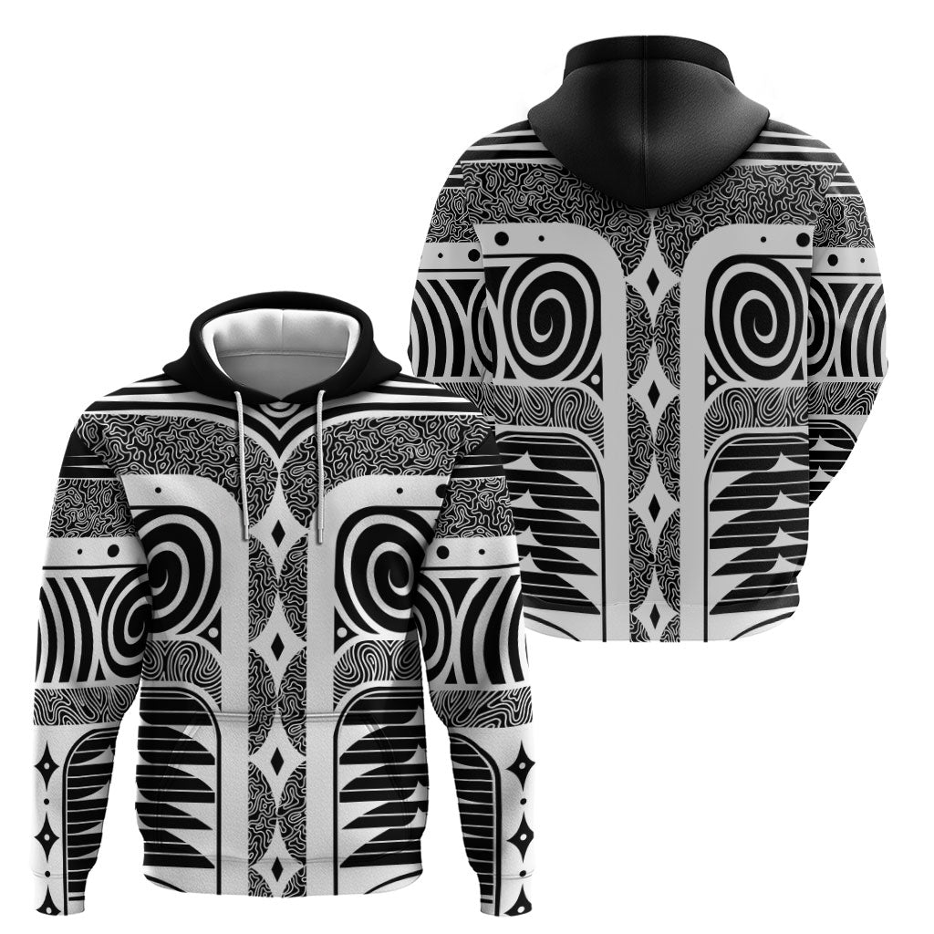 Japanese Indigenous Zip Hoodie Jomon Tribal Inspired Black
