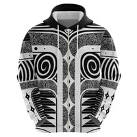 Japanese Indigenous Zip Hoodie Jomon Tribal Inspired Black