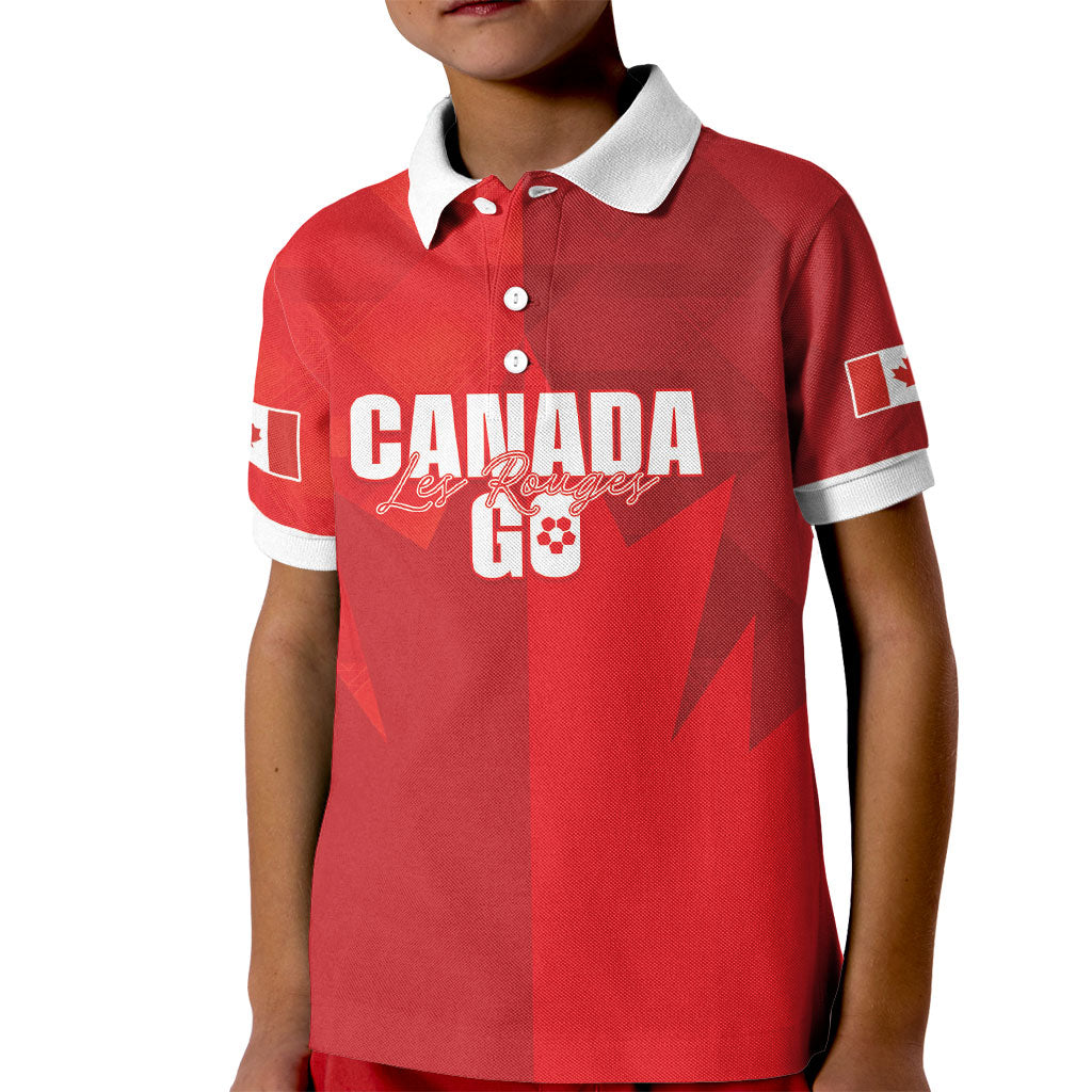 Custom Canada Football 2026 Kid Polo Shirt Les Rouges Making History