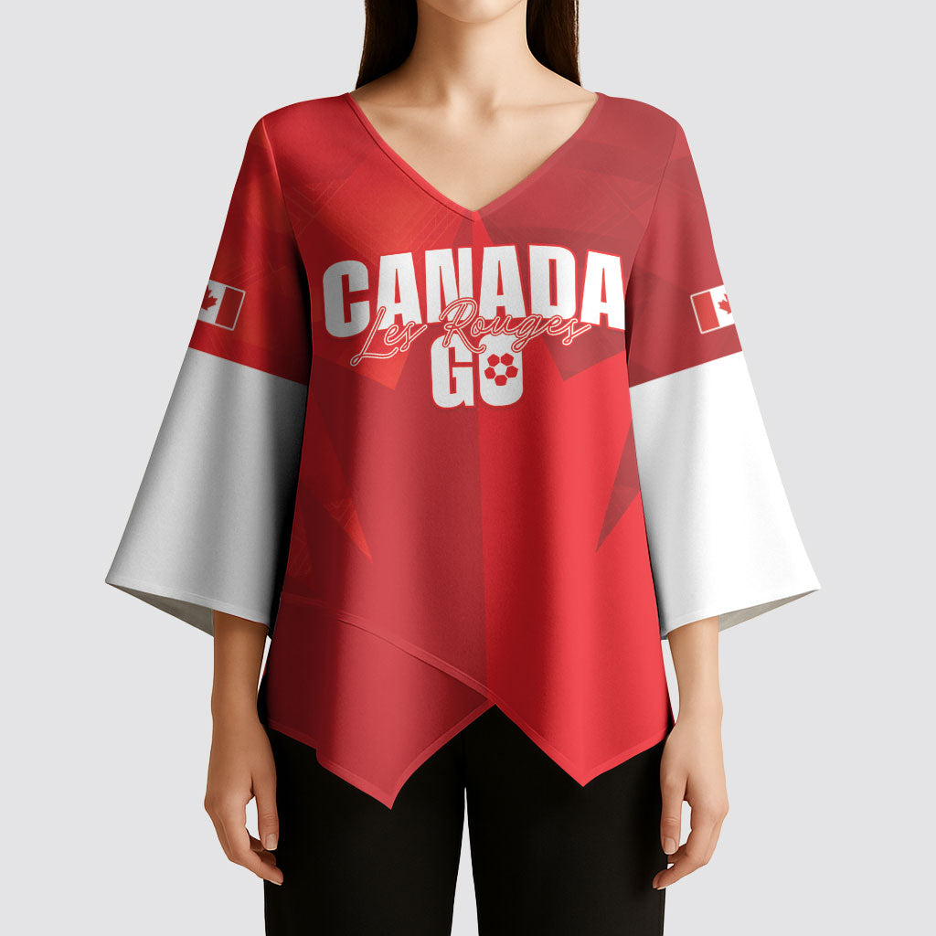 Custom Canada Football 2026 Kimono Sleeve Blouse Les Rouges Making History