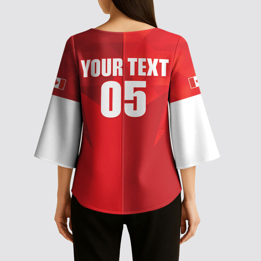 Custom Canada Football 2026 Kimono Sleeve Blouse Les Rouges Making History