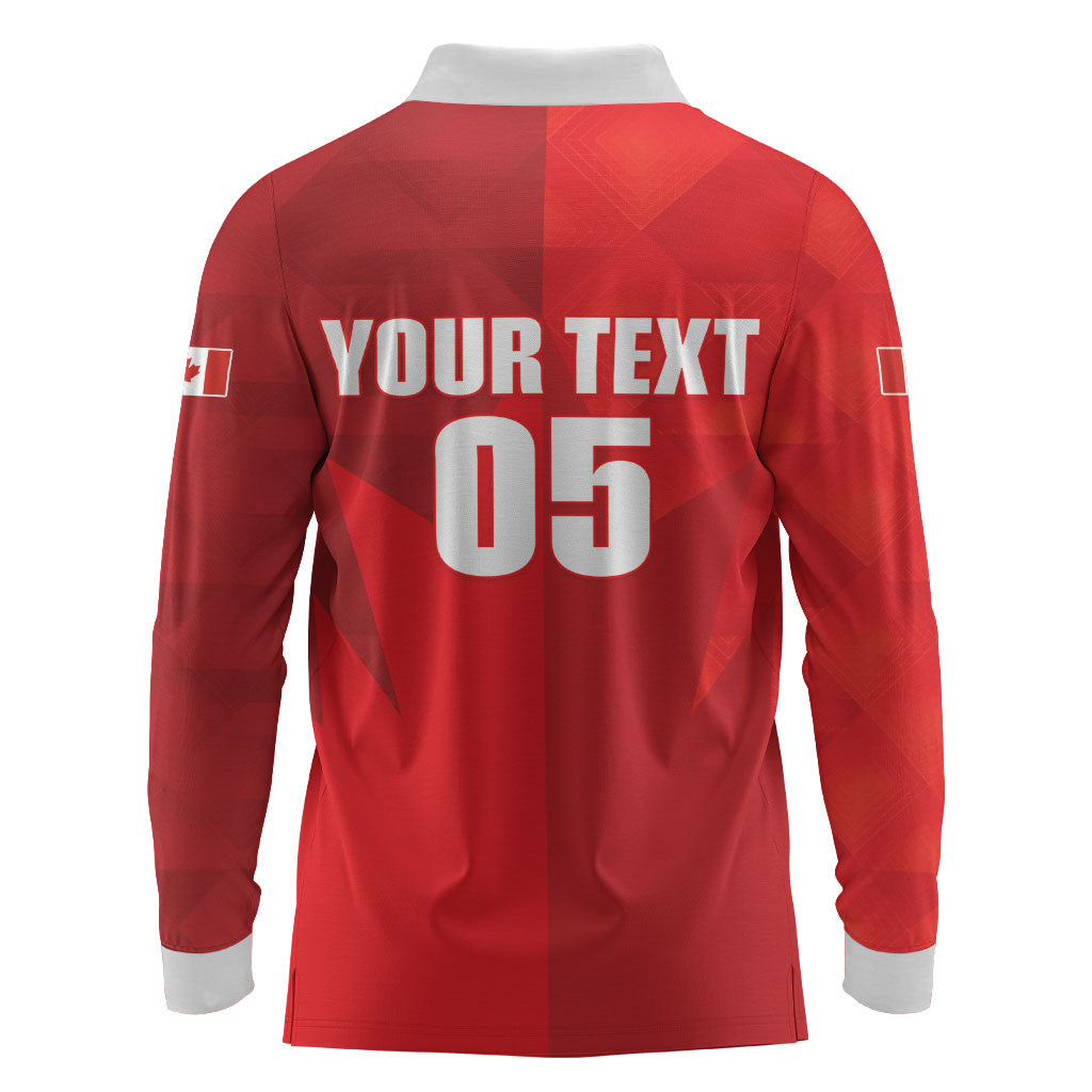 Custom Canada Football 2026 Long Sleeve Polo Shirt Les Rouges Making History