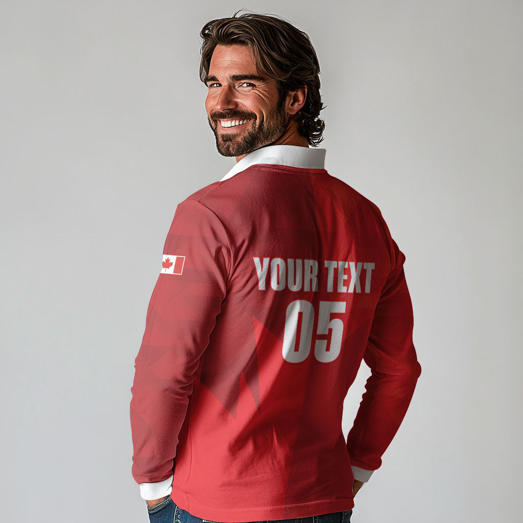 Custom Canada Football 2026 Long Sleeve Polo Shirt Les Rouges Making History
