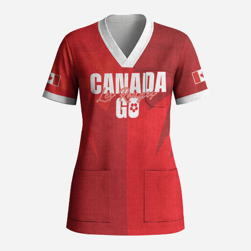Custom Canada Football 2026 Scrub Top Les Rouges Making History