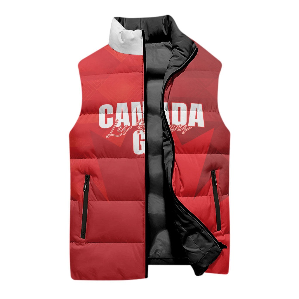 Custom Canada Football 2026 Sleeveless Puffer Jacket Les Rouges Making History