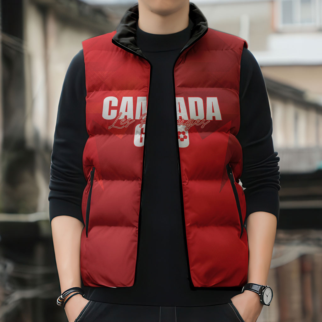 Custom Canada Football 2026 Sleeveless Puffer Jacket Les Rouges Making History