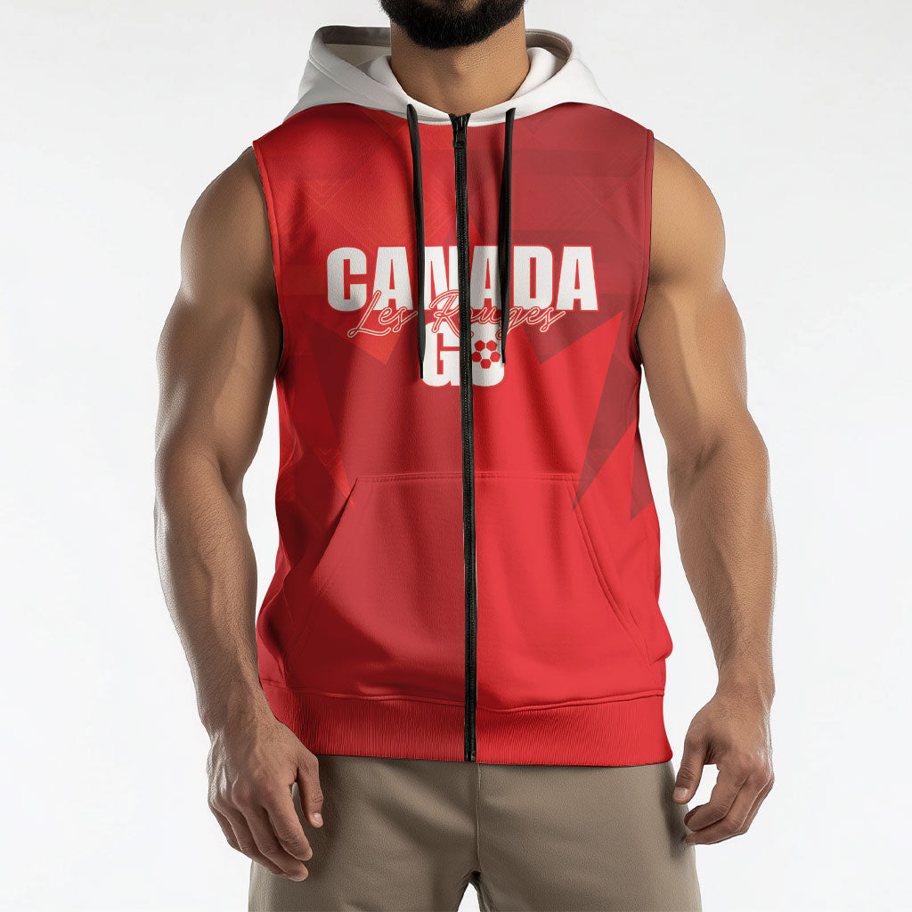 Custom Canada Football 2026 Sleeveless Zip Hoodie Les Rouges Making History