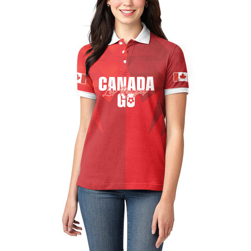 Custom Canada Football 2026 Women Polo Shirt Les Rouges Making History