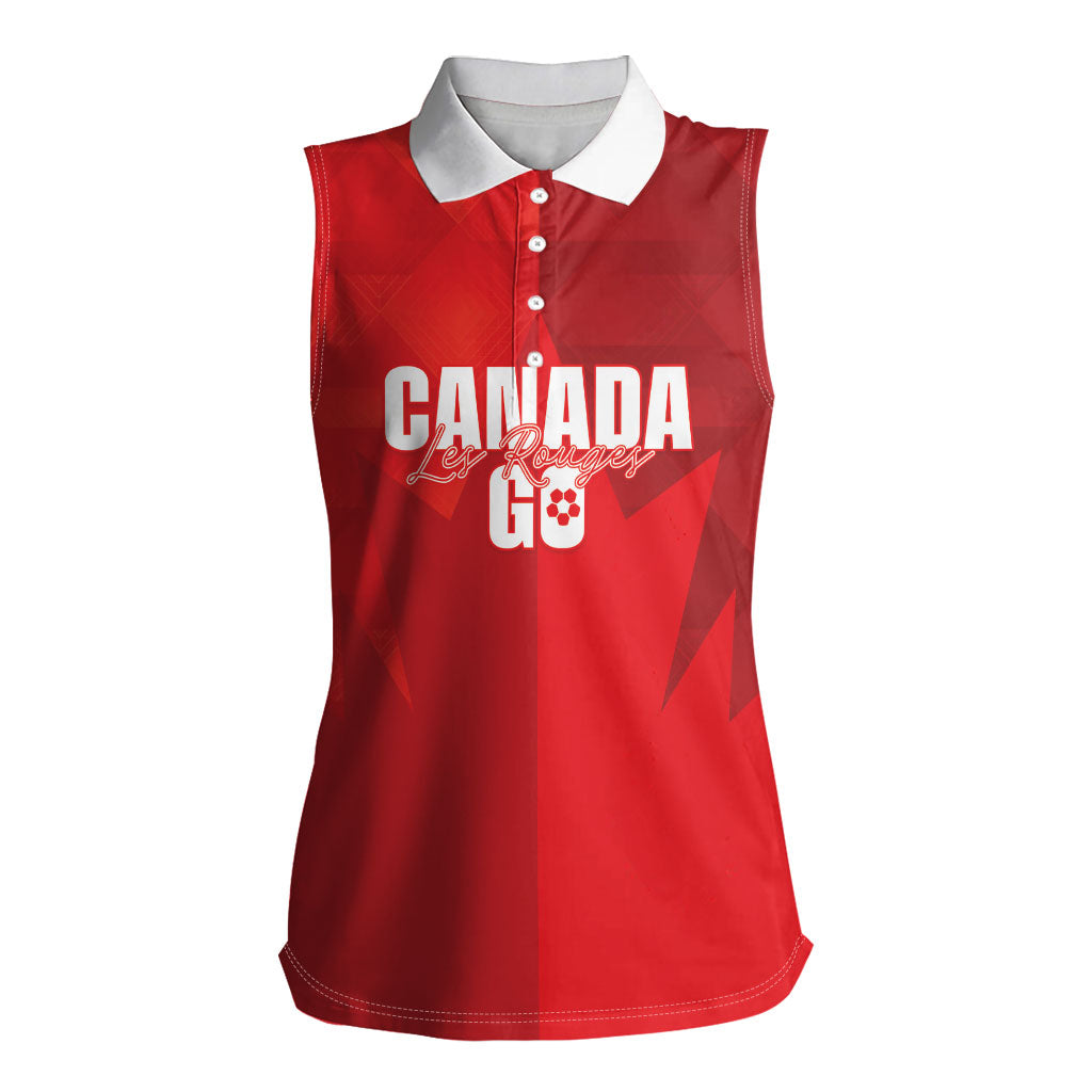 Custom Canada Football 2026 Women Sleeveless Polo Shirt Les Rouges Making History