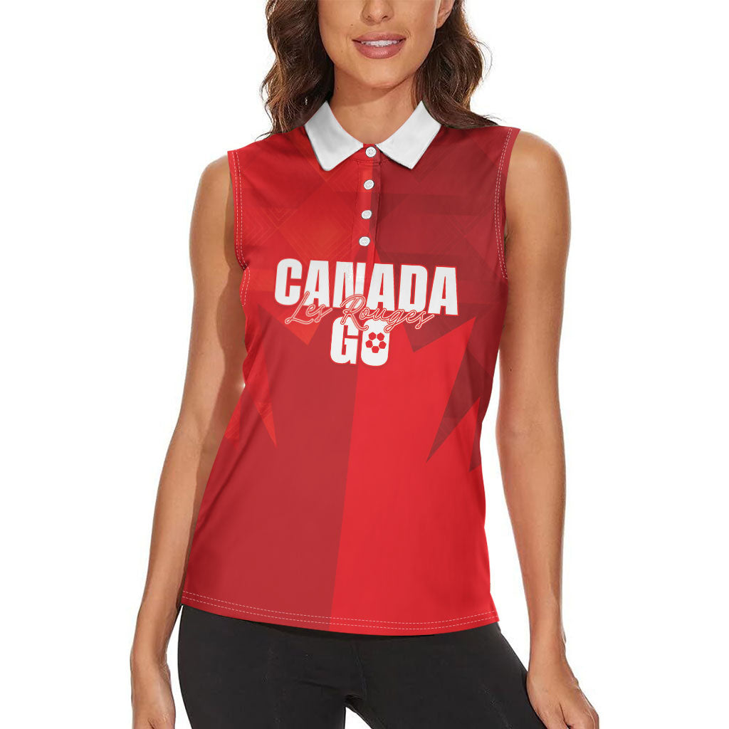 Custom Canada Football 2026 Women Sleeveless Polo Shirt Les Rouges Making History
