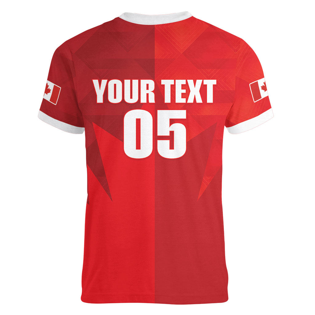 Custom Canada Football 2026 Women V-Neck T-Shirt Les Rouges Making History