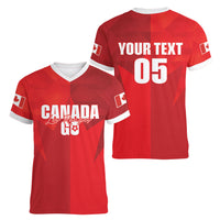 Custom Canada Football 2026 Women V-Neck T-Shirt Les Rouges Making History