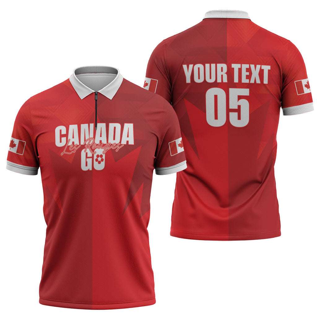 Custom Canada Football 2026 Zipper Polo Shirt Les Rouges Making History