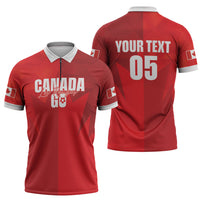 Custom Canada Football 2026 Zipper Polo Shirt Les Rouges Making History