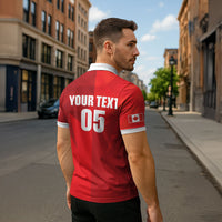 Custom Canada Football 2026 Zipper Polo Shirt Les Rouges Making History