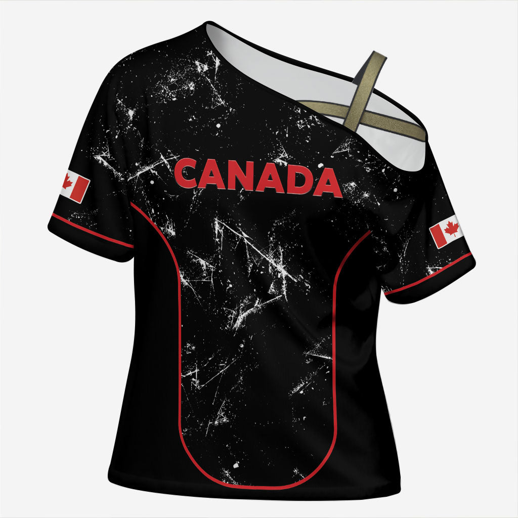 Custom Canada Football 2026 Cross Shoulder Shirt Go Les Rouges