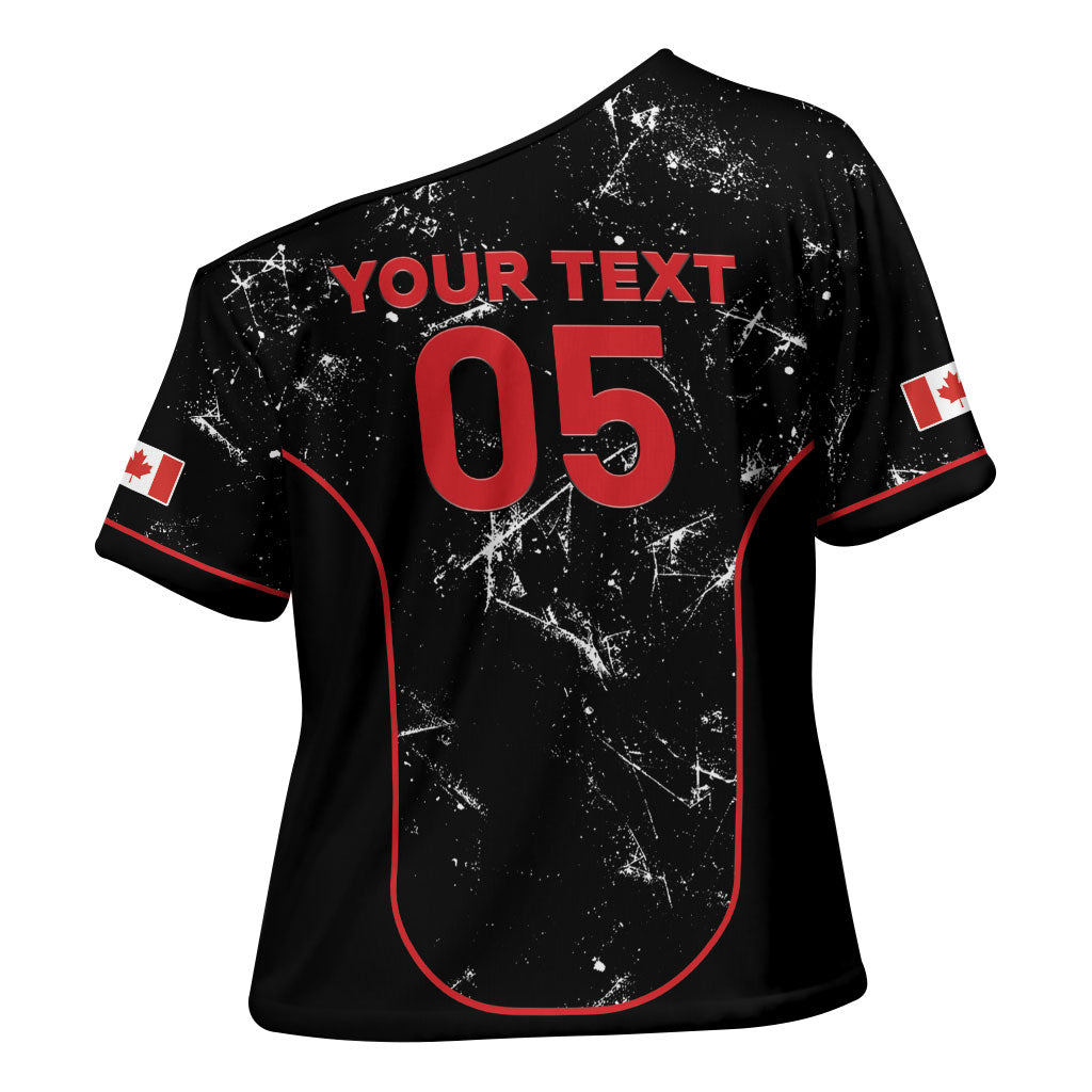 Custom Canada Football 2026 Cross Shoulder Shirt Go Les Rouges