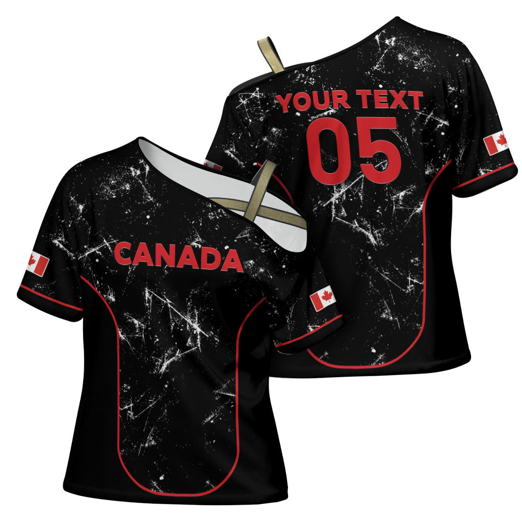 Custom Canada Football 2026 Cross Shoulder Shirt Go Les Rouges