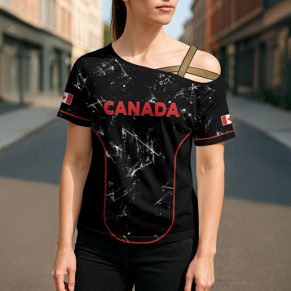 Custom Canada Football 2026 Cross Shoulder Shirt Go Les Rouges