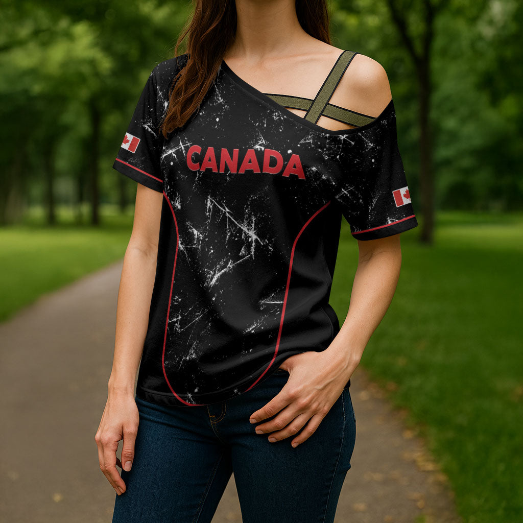 Custom Canada Football 2026 Cross Shoulder Shirt Go Les Rouges