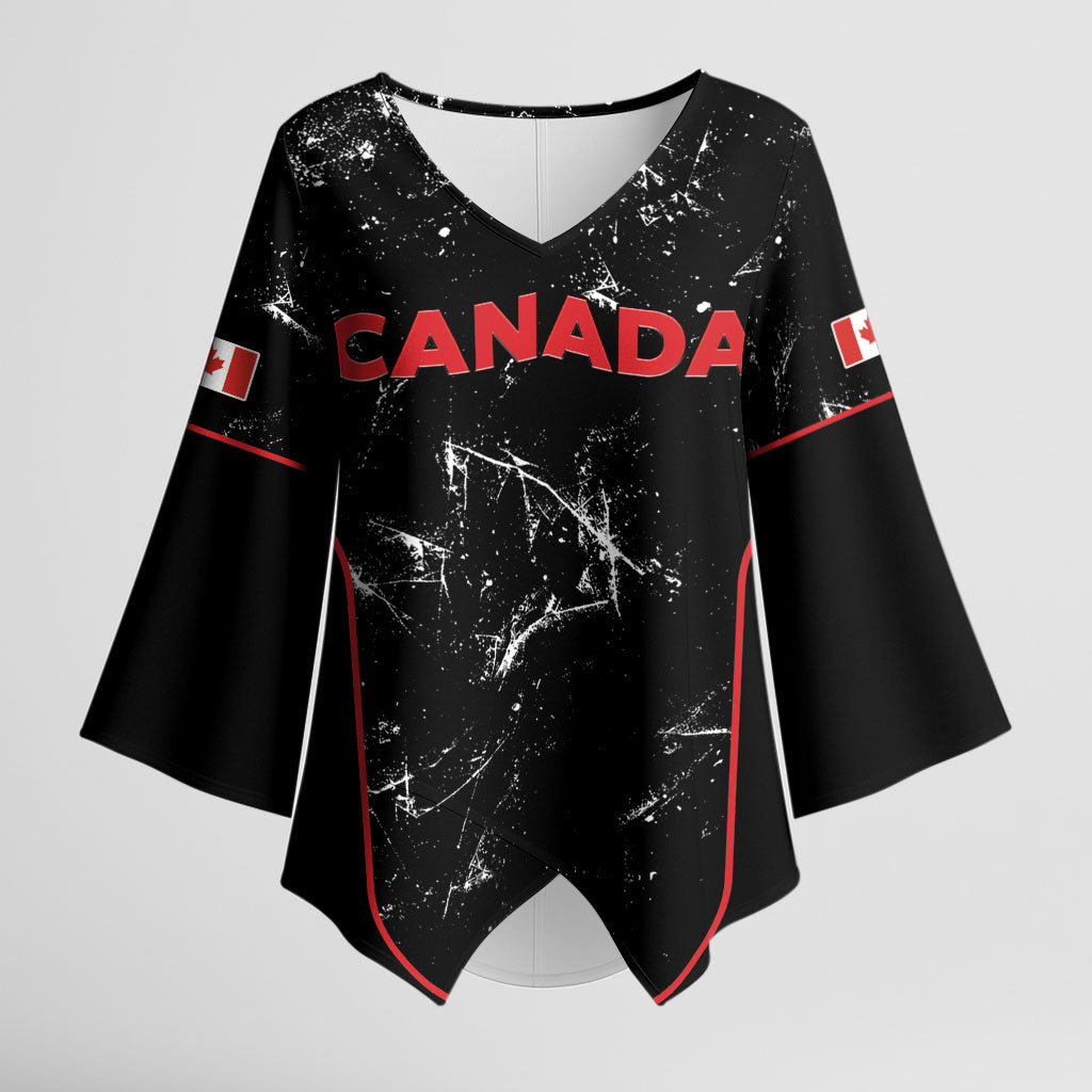 Custom Canada Football 2026 Kimono Sleeve Blouse Go Les Rouges