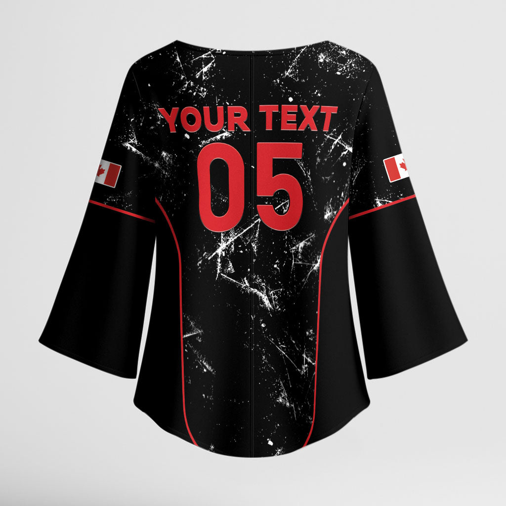 Custom Canada Football 2026 Kimono Sleeve Blouse Go Les Rouges