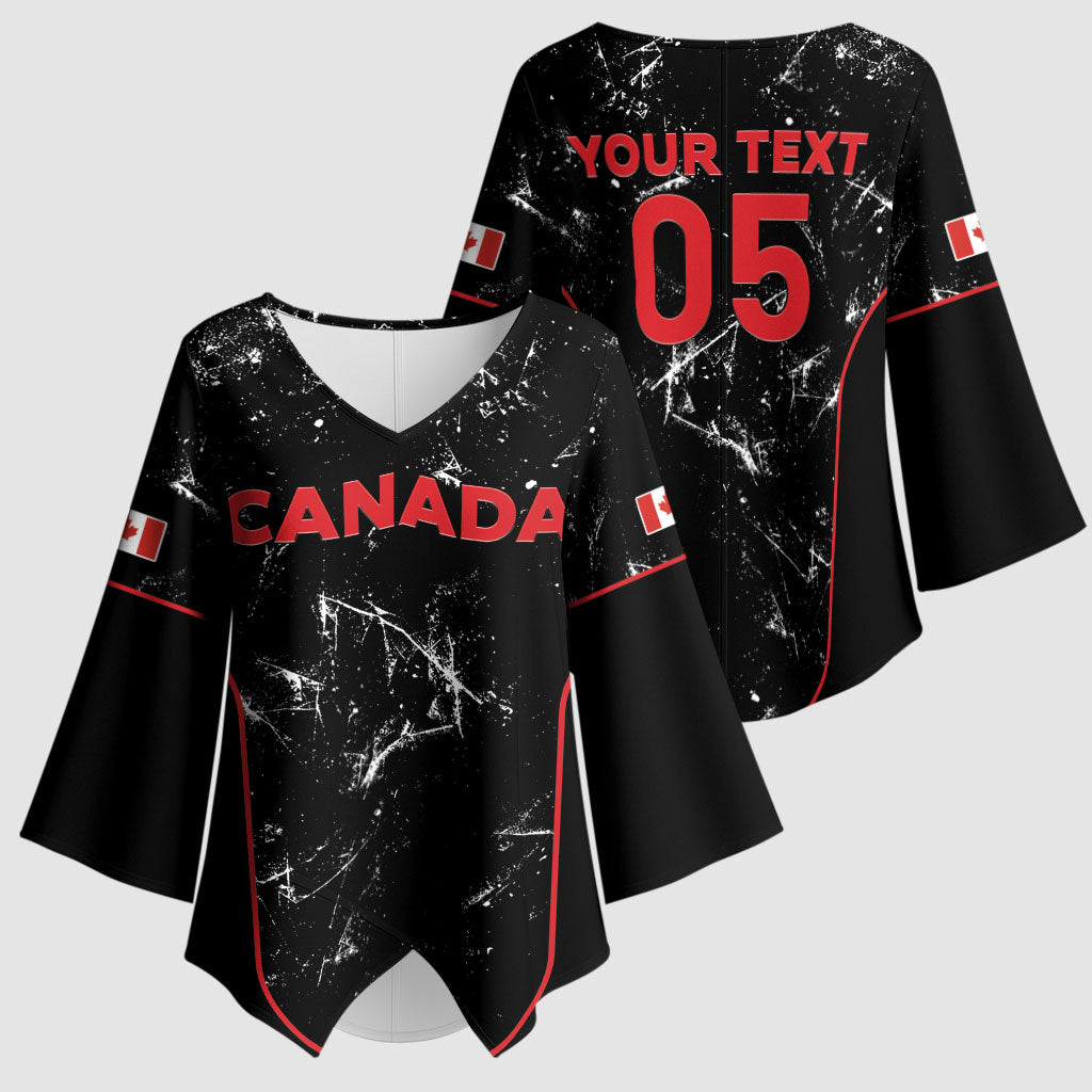 Custom Canada Football 2026 Kimono Sleeve Blouse Go Les Rouges