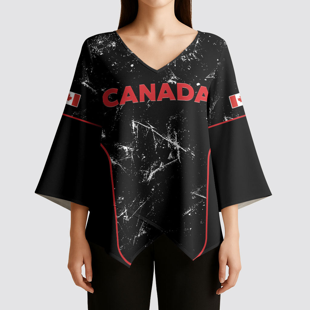 Custom Canada Football 2026 Kimono Sleeve Blouse Go Les Rouges