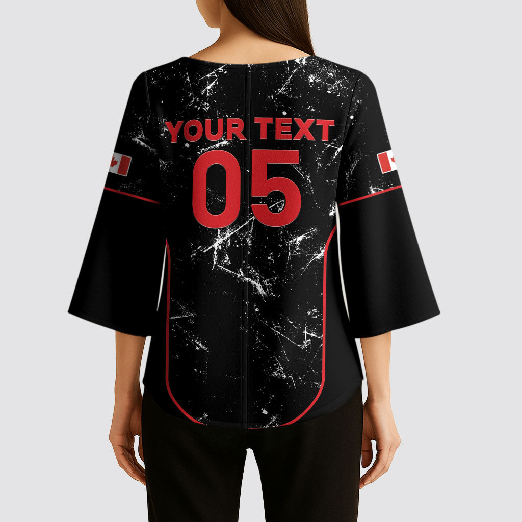 Custom Canada Football 2026 Kimono Sleeve Blouse Go Les Rouges