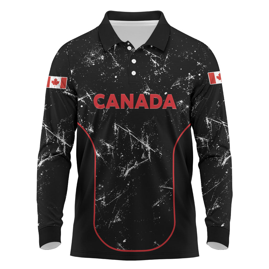 Custom Canada Football 2026 Long Sleeve Polo Shirt Go Les Rouges