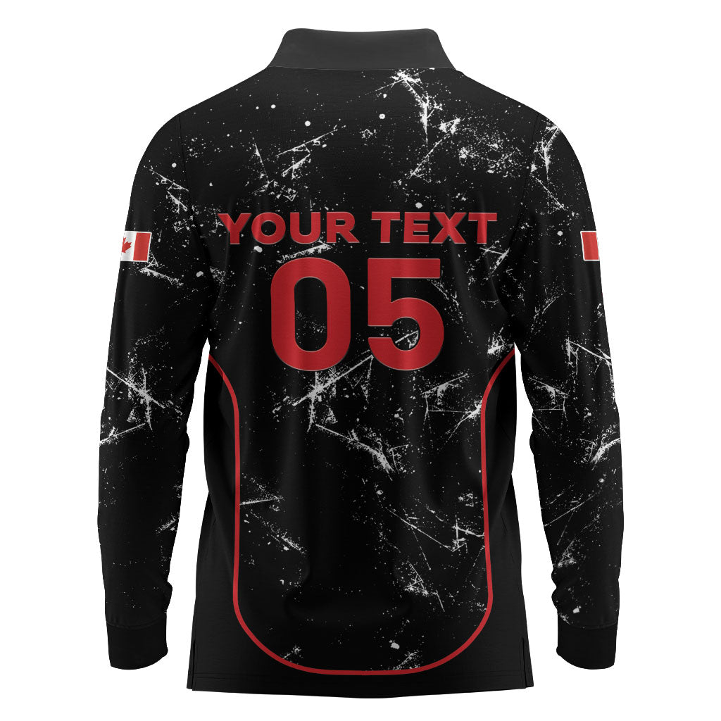 Custom Canada Football 2026 Long Sleeve Polo Shirt Go Les Rouges