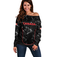 Custom Canada Football 2026 Off Shoulder Sweater Go Les Rouges