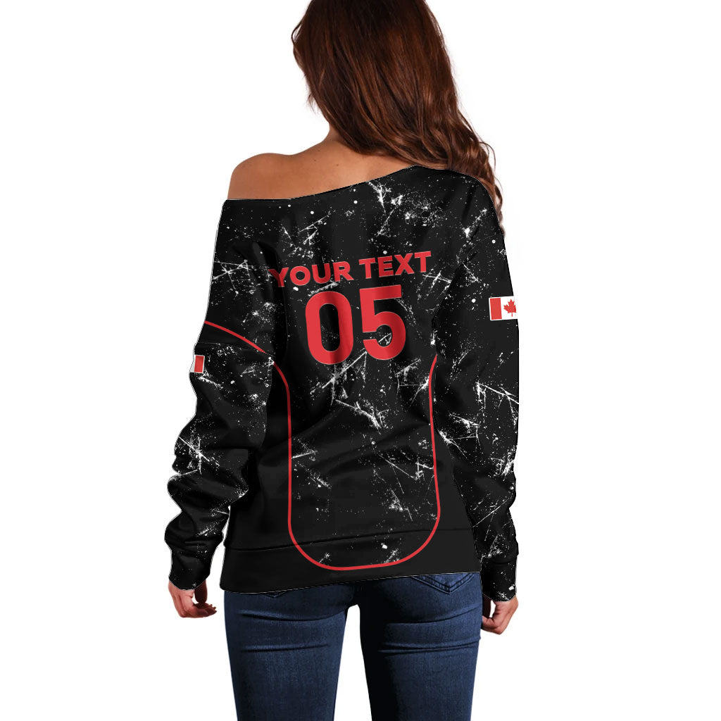 Custom Canada Football 2026 Off Shoulder Sweater Go Les Rouges