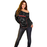 Custom Canada Football 2026 Off Shoulder Sweater Go Les Rouges