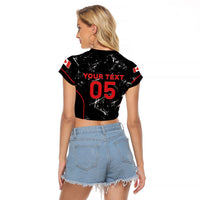 Custom Canada Football 2026 Raglan Cropped T Shirt Go Les Rouges