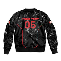 Custom Canada Football 2026 Sleeve Zip Bomber Jacket Go Les Rouges