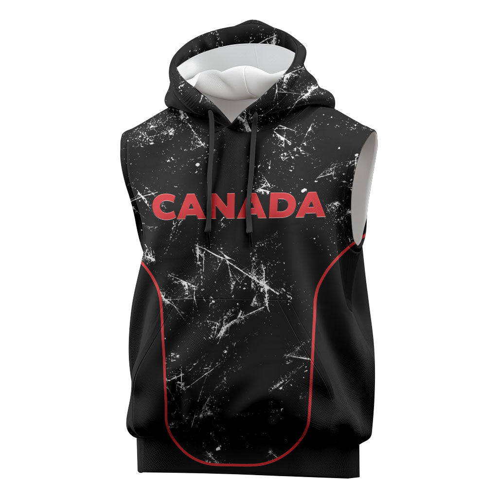 Custom Canada Football 2026 Sleeveless Hoodie Go Les Rouges